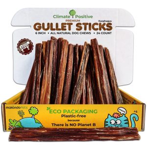 Gullet Sticks 100% Natural Beef Esophagus Dog Chews 6” Premium Dog Treats for Training Puppies & Adults Zero Filler or Preservatives 24 Count