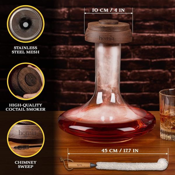 2in1 Decanter Set  Wooden Smoker  Wine Aerator  60 fl oz Glass Decanter  Scotch Bourbon Red Wine Handmade Decanter Set  Gift for Men (Torch not included) - Image 6