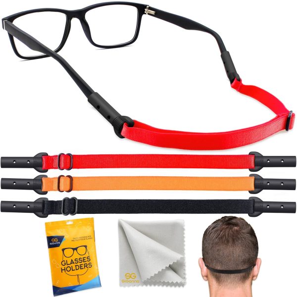 SIGONNA Glasses Strap Holder   3 Adjustable Eyeglasses Strap Lanyards No Tail Sunglasses Strap for Men Women Anti Slip Eye Glasses Holders Around Neck Head