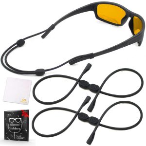 SIGONNA Sunglass Strap Eyeglass Holder   No Tail Glasses Strap Lanyard   Adjustable Eyeglass Strap for Men Women   Silicone Eye Glasses String Strap   2 Cords
