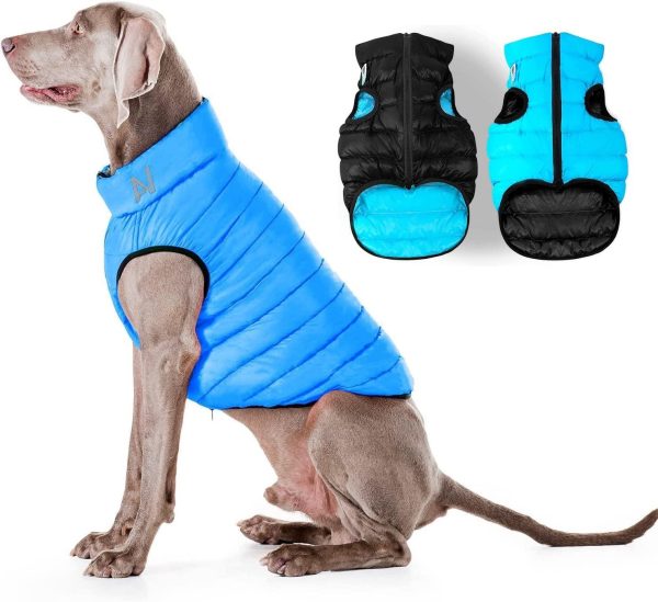 Lightweight Reversible Winter Dog Coat   Warm Dog Jacket   Water Resistant Windproof   Dog Jacket for Small Medium & Large Dogs   Comfortable Dog Vest   M   Black Blue