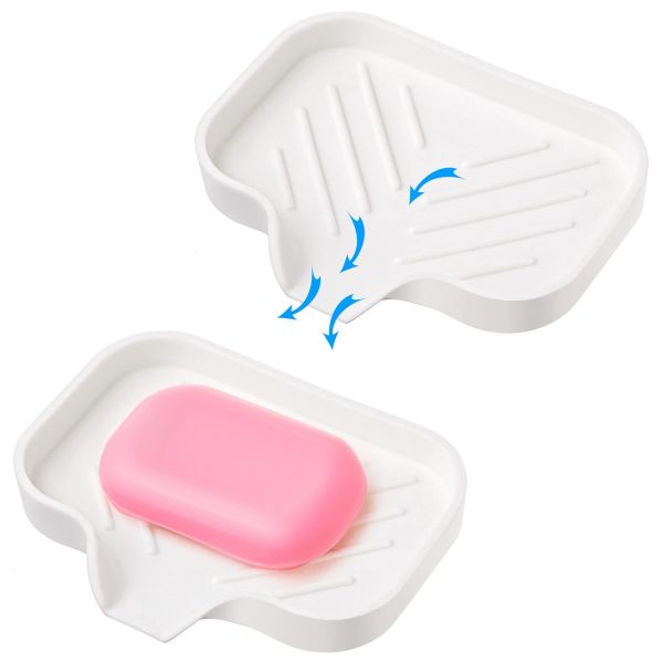 1 pcs White Silicone Soap Tray   Self Draining Soap Dish   Soap Holder Self Draining   Soap Dish for Bar Soap   Soap Dishes That Drain   Soap Dish for Sink   Organizer for Bathroom end Kitchen.