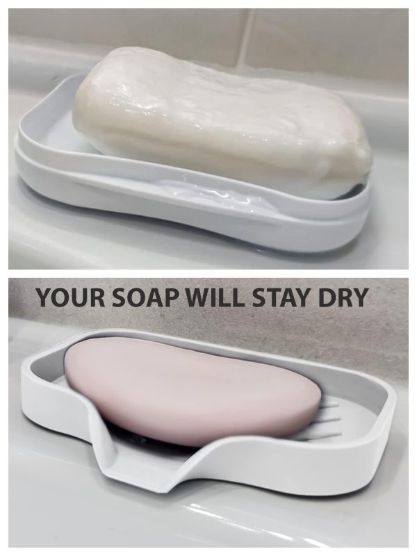 1 pcs White Silicone Soap Tray   Self Draining Soap Dish   Soap Holder Self Draining   Soap Dish for Bar Soap   Soap Dishes That Drain   Soap Dish for Sink   Organizer for Bathroom end Kitchen. - Image 6