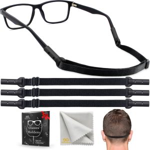 SIGONNA Glasses Strap Holder   3 Adjustable Eyeglasses Strap Lanyards No Tail Sunglasses Strap for Men Women Anti Slip Eye Glasses Holders Around Neck Head