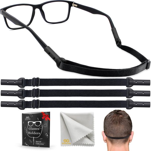 SIGONNA Glasses Strap Holder   3 Adjustable Eyeglasses Strap Lanyards No Tail Sunglasses Strap for Men Women Anti Slip Eye Glasses Holders Around Neck Head