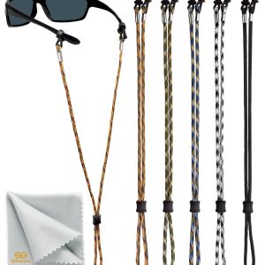 SIGONNA Eyeglasses String Holder Strap Cord   Eyeglass Chain for Men Women   Glasses Lanyard Holders Around Neck   Sports Eye Glass Straps Sunglass Retainer   5 Cords Brown