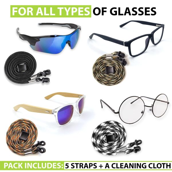 SIGONNA Eyeglasses String Holder Strap Cord   Eyeglass Chain for Men Women   Glasses Lanyard Holders Around Neck   Sports Eye Glass Straps Sunglass Retainer   5 Cords Brown - Image 6