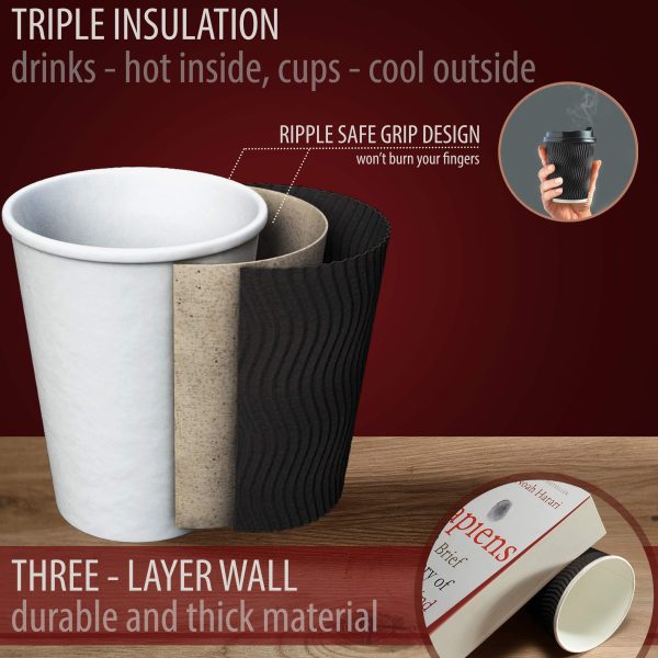 Insulated Disposable Coffee Cups with Lids & Straws 12 oz 100 Packs   Paper Cups for Hot Beverage Drinks To Go Tea Coffee Home Office Car Coffee Shop Party (Black) - Image 3