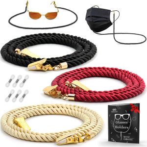 Glasses Strap String Holder Cord   Terylene Eyeglasses Strap Holders   Eye Glasses Accessory Chain   Eyeglass Chains for Women Men   Glasses Lanyard Around Neck   3 Pcs (Gold)