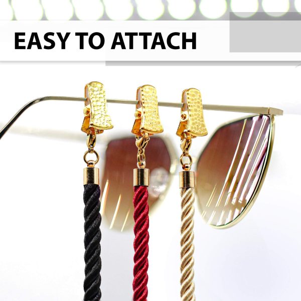 Glasses Strap String Holder Cord   Terylene Eyeglasses Strap Holders   Eye Glasses Accessory Chain   Eyeglass Chains for Women Men   Glasses Lanyard Around Neck   3 Pcs (Gold) - Image 2
