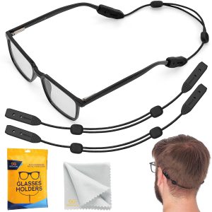 SIGONNA Glasses Strap Eyeglass Holder Band   No Tail Sunglasses Strap Sports for Men Women   Adjustable Eyeglasses Strap Lanyard 13” M   Anti Slip Eye Glasses Holders Around Neck Head 2 Pcs