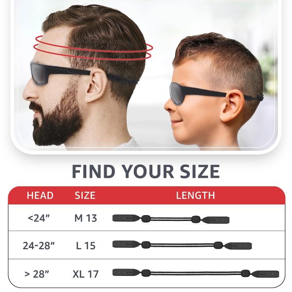 SIGONNA Glasses Strap Eyeglass Holder Band   No Tail Sunglasses Strap Sports for Men Women   Adjustable Eyeglasses Strap Lanyard 13” M   Anti Slip Eye Glasses Holders Around Neck Head 2 Pcs - Image 5