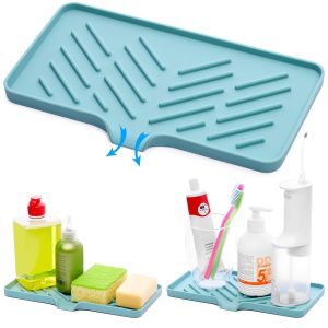 1 Pc Light Green Silicone Sink Tray for Dish Sponge Holder | Silicone Sponge Holder for Kitchen Sink | Soap Tray for Kitchen Sink | Silicone Soap Dish for Kitchen Sink Organization