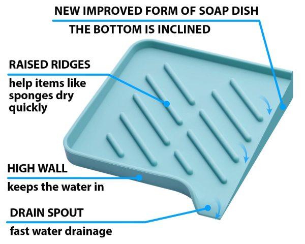 1 Pc Light Green Silicone Sink Tray for Dish Sponge Holder | Silicone Sponge Holder for Kitchen Sink | Soap Tray for Kitchen Sink | Silicone Soap Dish for Kitchen Sink Organization - Image 4