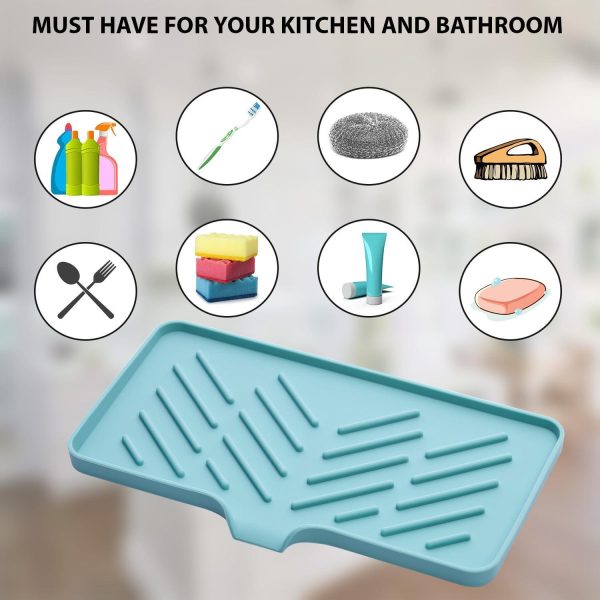 1 Pc Light Green Silicone Sink Tray for Dish Sponge Holder | Silicone Sponge Holder for Kitchen Sink | Soap Tray for Kitchen Sink | Silicone Soap Dish for Kitchen Sink Organization - Image 7