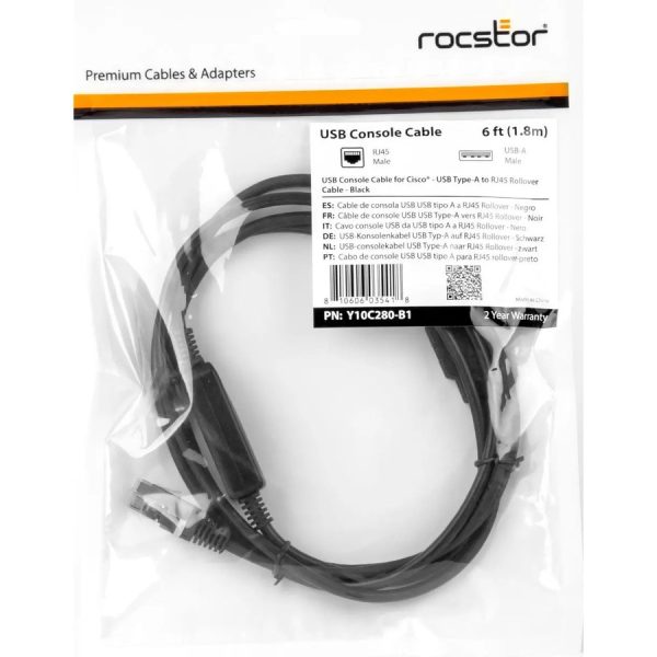 Rocstor Premium Cisco USB Console Cable - USB Type-A to RJ45 Rollover Cable - Image 6