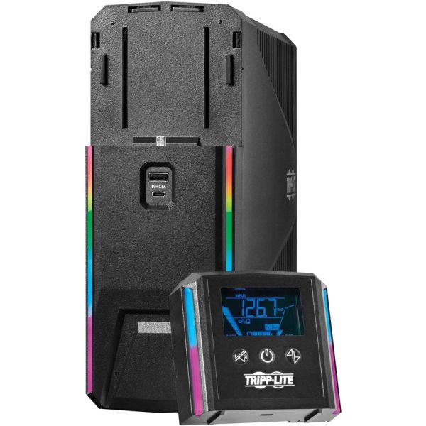 Eaton Tripp Lite Series 1500VA 900W 120V Pure Sine Wave Gaming UPS Battery Backup - LCD, AVR, RGB LEDs, USB Charging, Power Saving - Image 3