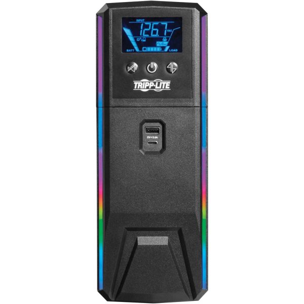 Eaton Tripp Lite Series 1500VA 900W 120V Pure Sine Wave Gaming UPS Battery Backup - LCD, AVR, RGB LEDs, USB Charging, Power Saving - Image 4