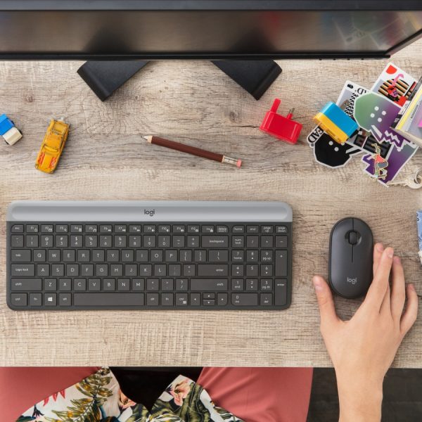 Logitech MK470 Slim Wireless Keyboard and Mouse Combo - Modern Compact Layout, Ultra Quiet - Off White - Image 2
