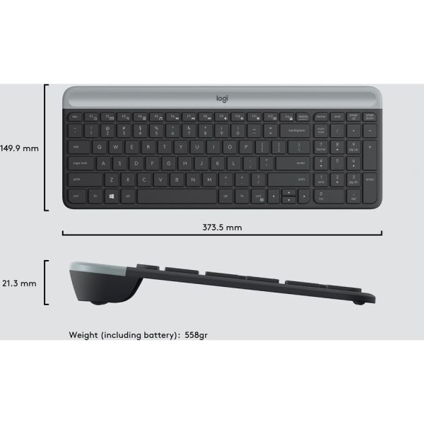 Logitech MK470 Slim Wireless Keyboard and Mouse Combo - Modern Compact Layout, Ultra Quiet - Off White - Image 8