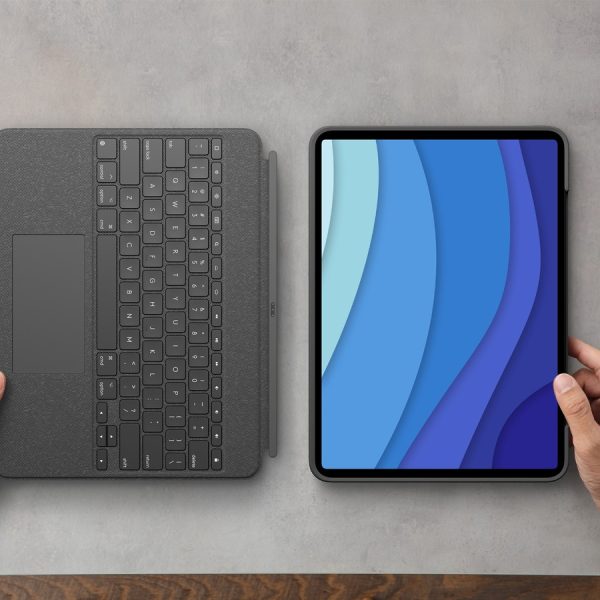 Logitech Combo Touch Keyboard/Cover Case for 12.9" Apple, Logitech iPad Pro (5th Generation) Tablet - Oxford Gray - Image 7