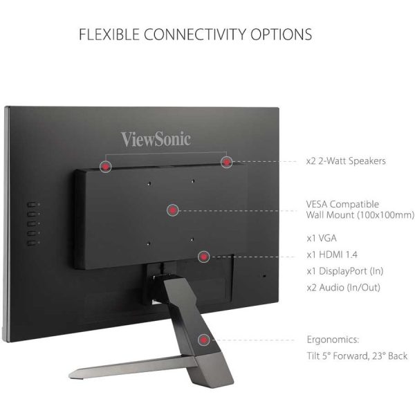 ViewSonic VX2767-MHD 27 Inch 1080p Gaming Monitor with 100Hz, 1ms, Ultra-Thin Bezels, FreeSync, Eye Care, HDMI, VGA, and DP - Image 9