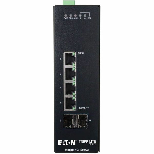 Eaton Tripp Lite Series 4-Port Lite Managed Industrial Gigabit Ethernet Switch - 10/100/1000 Mbps, 2 GbE SFP Slots, -10° to 60°C, DIN Mount, TAA