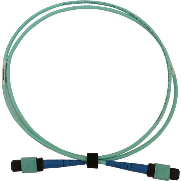 Eaton Tripp Lite Series 40/100/400G Multimode 50/125 OM3 Fiber Optic Cable (24F MTP/MPO-PC F/F), LSZH, Aqua, 1 m (3.3 ft.) - Image 4