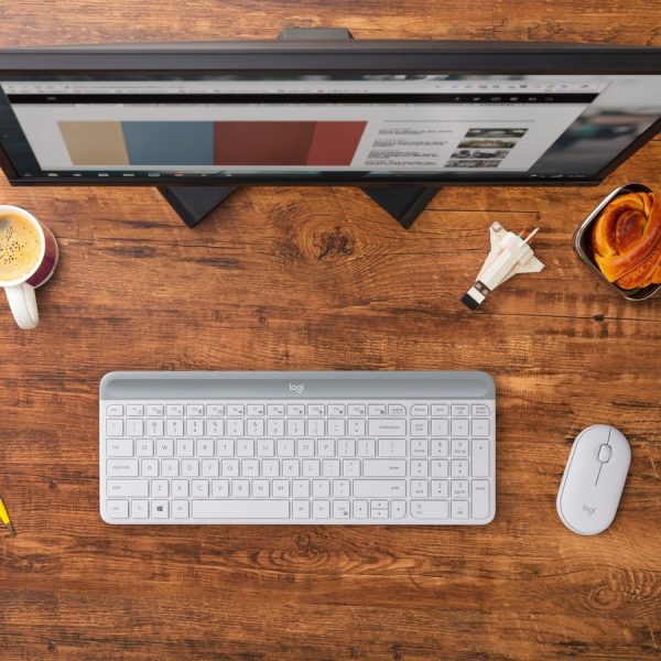 Logitech MK470 Slim Wireless Keyboard and Mouse Combo - Modern Compact Layout, Ultra Quiet - Off White - Image 2