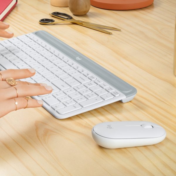 Logitech MK470 Slim Wireless Keyboard and Mouse Combo - Modern Compact Layout, Ultra Quiet - Off White - Image 3