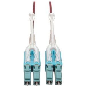 Eaton Tripp Lite Series 10G Duplex Multimode 50/125 OM4 LSZH Fiber Optic Cable (LC/LC), Push/Pull Tabs, Magenta, 8 m