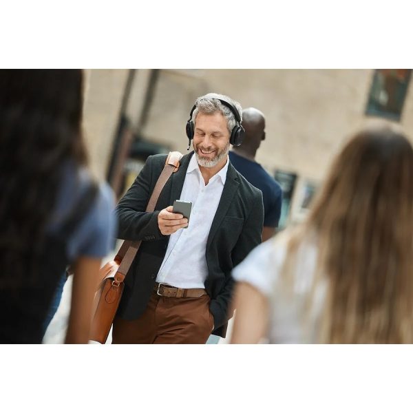 Jabra Evolve2 75 Wireless On-ear Stereo Headset - USB-A - Unified Communication - With Charging Stand - Black - Binaural - Ear-cup - 3000 cm - Bluetooth - 20 Hz to 20 kHz - MEMS Technology Microphone - Noise Cancelling - Image 4