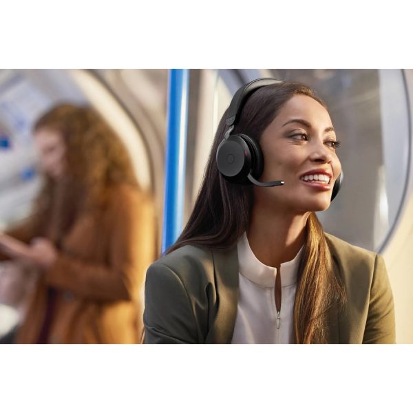 Jabra Evolve2 75 Wireless On-ear Stereo Headset - USB-A - Unified Communication - With Charging Stand - Black - Binaural - Ear-cup - 3000 cm - Bluetooth - 20 Hz to 20 kHz - MEMS Technology Microphone - Noise Cancelling - Image 6