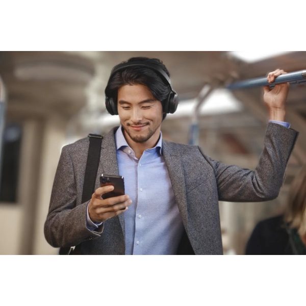 Jabra Evolve2 75 Wireless On-ear Stereo Headset - USB-A - Unified Communication - With Charging Stand - Black - Binaural - Ear-cup - 3000 cm - Bluetooth - 20 Hz to 20 kHz - MEMS Technology Microphone - Noise Cancelling - Image 8