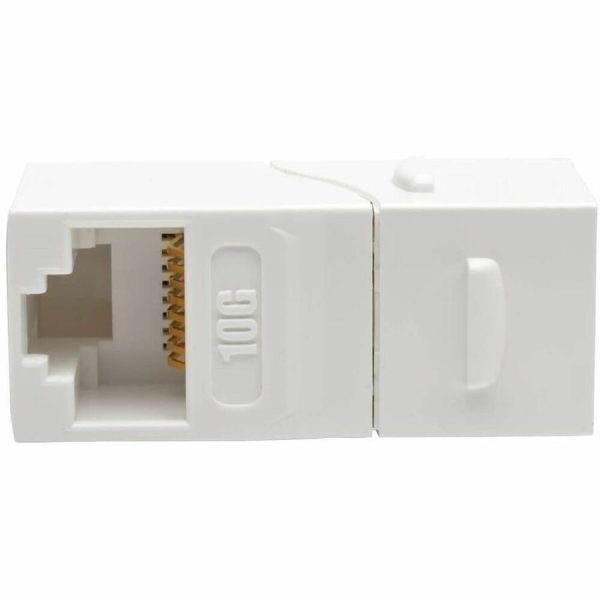 Eaton Tripp Lite Series Cat6a Straight-Through Modular In-Line Snap-In Coupler with 90-Degree Down-Angled Port, White (RJ45 F/F), TAA - Image 4