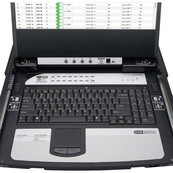 Eaton Tripp Lite Series NetDirector 16-Port DisplayPort KVM Switch Console with 17 in. LCD, IP Remote Access, Dual Rail, 1U Rack-Mount, TAA - Image 3