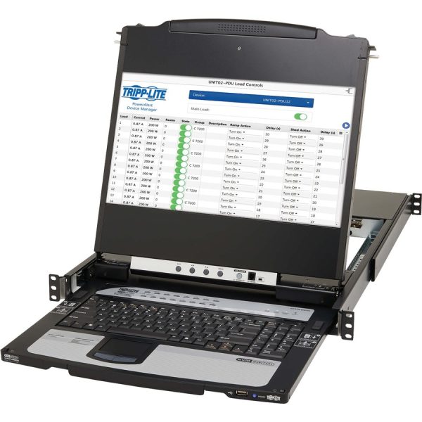 Eaton Tripp Lite Series NetDirector 16-Port DisplayPort KVM Switch Console with 17 in. LCD, IP Remote Access, Dual Rail, 1U Rack-Mount, TAA - Image 4