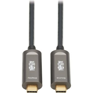 Eaton Tripp Lite Series USB-C to USB-C Plenum-Rated Fiber Active Optical Cable (AOC) - 4K 60 Hz, HDR, 4:4:4, M/M, Black, 15 m (49 ft.)