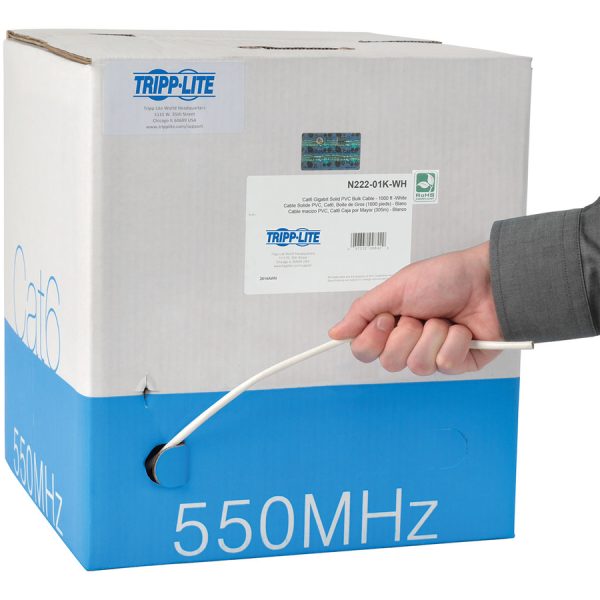 Eaton Tripp Lite Series Cat6 Gigabit Solid Core UTP PVC Bulk Ethernet Cable, White, 1000 ft. (304.8 m), TAA - Image 2