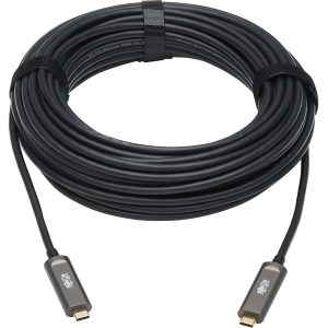 Eaton Tripp Lite Series USB-C AOC Cable (M/M) - USB 3.2 Gen 2 (10 Gbps) Plenum-Rated Fiber Active Optical Cable - Data Only, Black, 15 m (49 ft.)