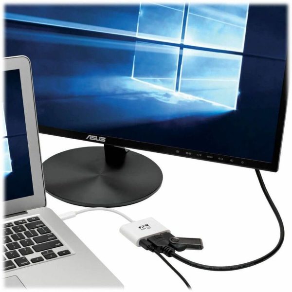 Eaton Tripp Lite Series USB-C to HDMI Adapter with USB 3.x (5Gbps) Hub Port and PD Charging, HDCP, White - Image 2