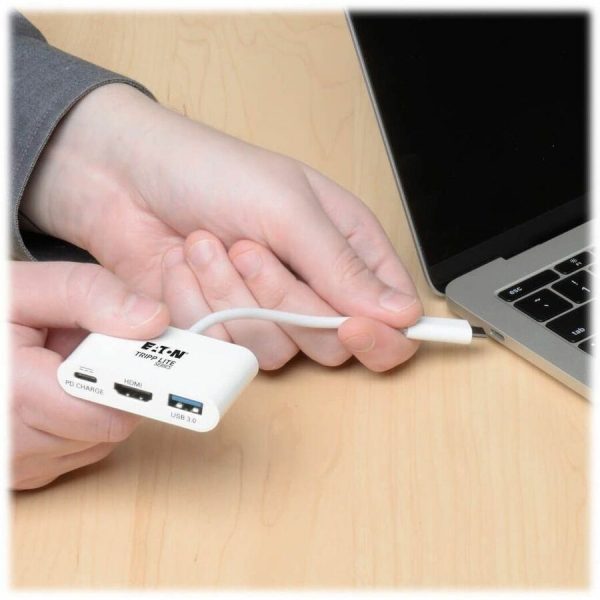 Eaton Tripp Lite Series USB-C to HDMI Adapter with USB 3.x (5Gbps) Hub Port and PD Charging, HDCP, White - Image 10