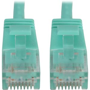 Eaton Tripp Lite Series Cat6a 10G Snagless Molded Slim UTP Ethernet Cable (RJ45 M/M), PoE, Aqua, 7 ft. (2.1 m)