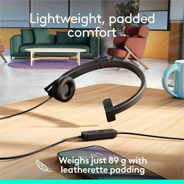 Logitech H570e USB Wired Mono Headset, USB-A, Noise-Canceling Mics, Inline Controls, Certified for Microsoft Teams, Black - Image 4