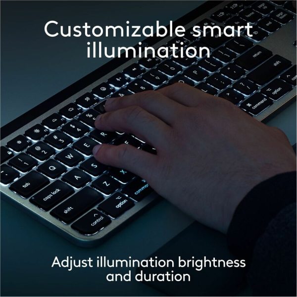 Logitech MX Keys S for Mac, Wireless Keyboard, Fluid, Precise Laptop-Like Typing, Programmable Keys, Backlit, Bluetooth USB C Rechargeable for MacBook Pro, Macbook Air, iMac, iPad (Space Grey) - Image 3