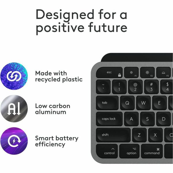 Logitech MX Keys S for Mac, Wireless Keyboard, Fluid, Precise Laptop-Like Typing, Programmable Keys, Backlit, Bluetooth USB C Rechargeable for MacBook Pro, Macbook Air, iMac, iPad (Space Grey) - Image 5