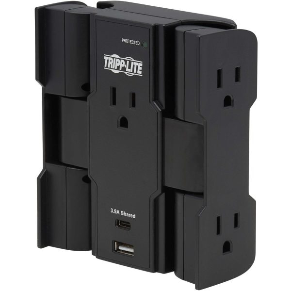 Eaton Tripp Lite Series Safe-IT 5-Outlet Surge Protector, USB-A/USB-C Ports, 5-15P Direct Plug-In, 1050 Joules, Antimicrobial Protection, Black - Image 5