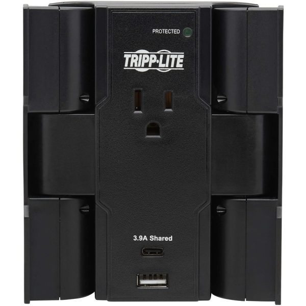 Eaton Tripp Lite Series Safe-IT 5-Outlet Surge Protector, USB-A/USB-C Ports, 5-15P Direct Plug-In, 1050 Joules, Antimicrobial Protection, Black - Image 8