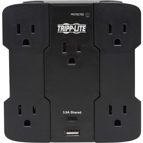 Eaton Tripp Lite Series Safe-IT 5-Outlet Surge Protector, USB-A/USB-C Ports, 5-15P Direct Plug-In, 1050 Joules, Antimicrobial Protection, Black - Image 9