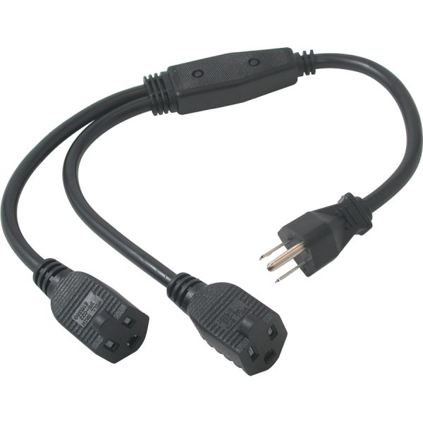 C2G 3ft 16 AWG 1-to-2 Power Cord Splitter (1 NEMA 5-15P to 2 NEMA 5-15R) - Image 2